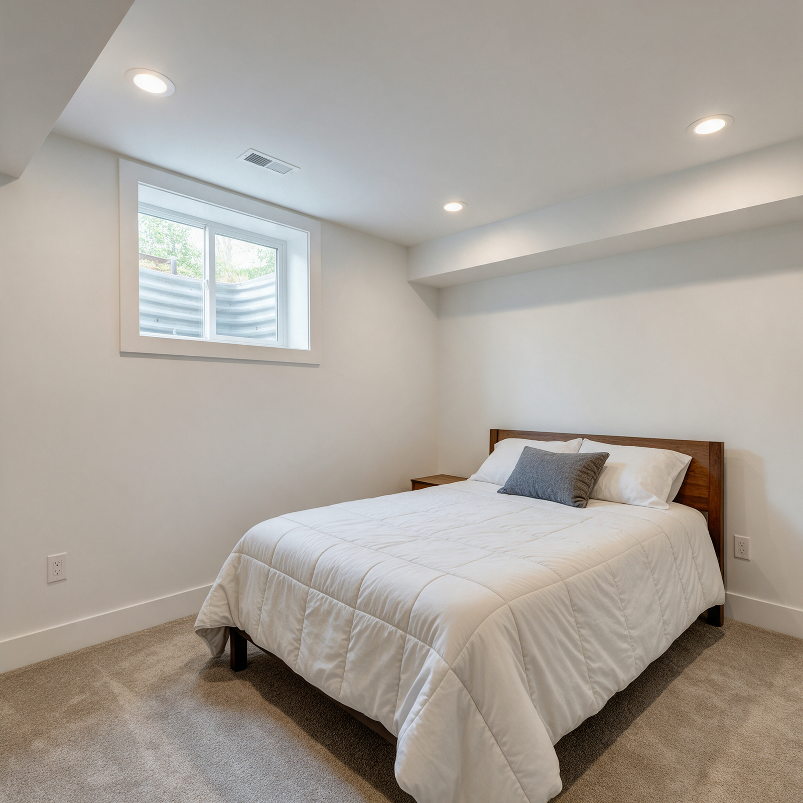 Legal basement bedroom with egress window in Illinois — EZ Basement Remodeling, Lake County