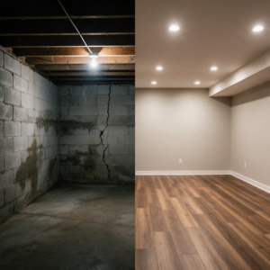 Common basement problems in Chicagoland homes before and after remediation — EZ Basement Remodeling, Lake County IL