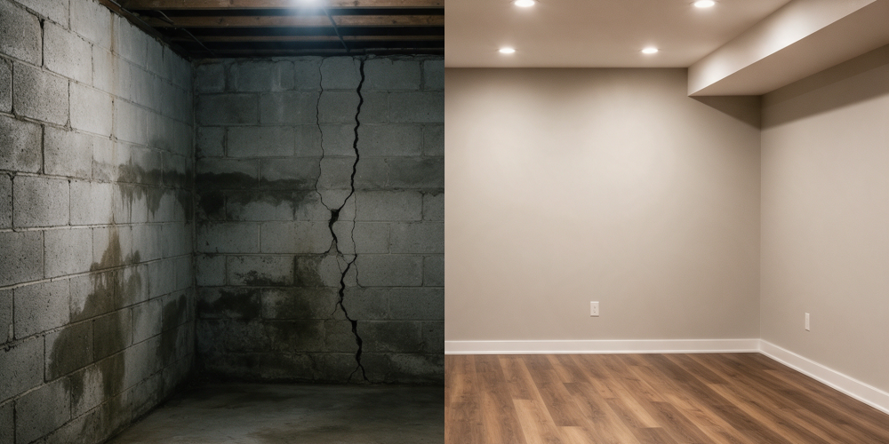 Common basement problems in Chicagoland homes before and after remediation — EZ Basement Remodeling, Lake County IL